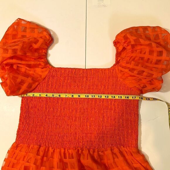 Pretty Garden women’s orange puffy short sleeve midi dress size XXL - Picture 8 of 10